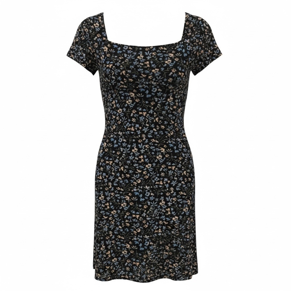 Planet Gold black velvet floral mini dress, XL